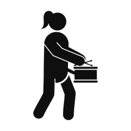 Marching Side Drummer - Female | Round | Silhouette | v1