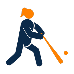 Softball Batter - Female | Round | 2 Colored | v3