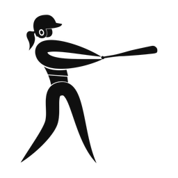 Softball Batter - Female | Motion | Silhouette | v2