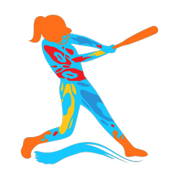 Softball Batter - Female | Splash | Colorful | v1