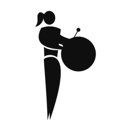 Marching Bass Drummer - Female | Motion | Silhouette | v1
