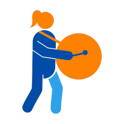 Marching Bass Drummer - Female | Round | 3 Colored | v1