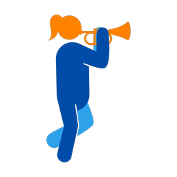 Marching Trumpet Player - Female | Round | 3 Colored | v1