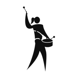 Marching Side Drummer - Female | Motion | Silhouette | v1