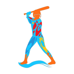 Softball Batter - Female | Splash | Colorful | v2