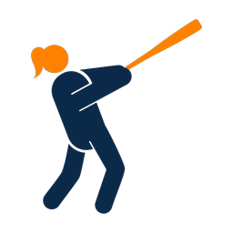 Softball Batter - Female | Round | 2 Colored | v1