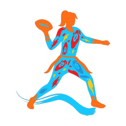 Flag Football Quarterback - Female | Splash | Colorful | v1