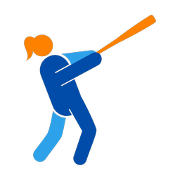 Softball Batter - Female | Round | 3 Colored | v1