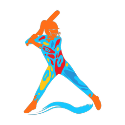 Softball Batter - Female | Splash | Colorful | v3